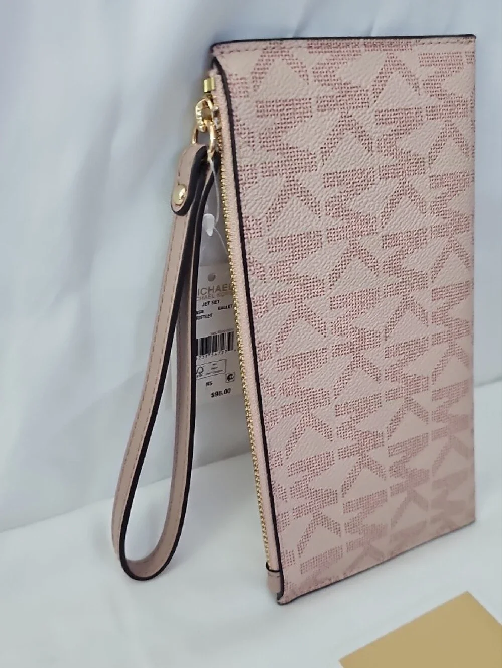 Michael Kors Blush Pink Signature Wristlet with Gold Hardware